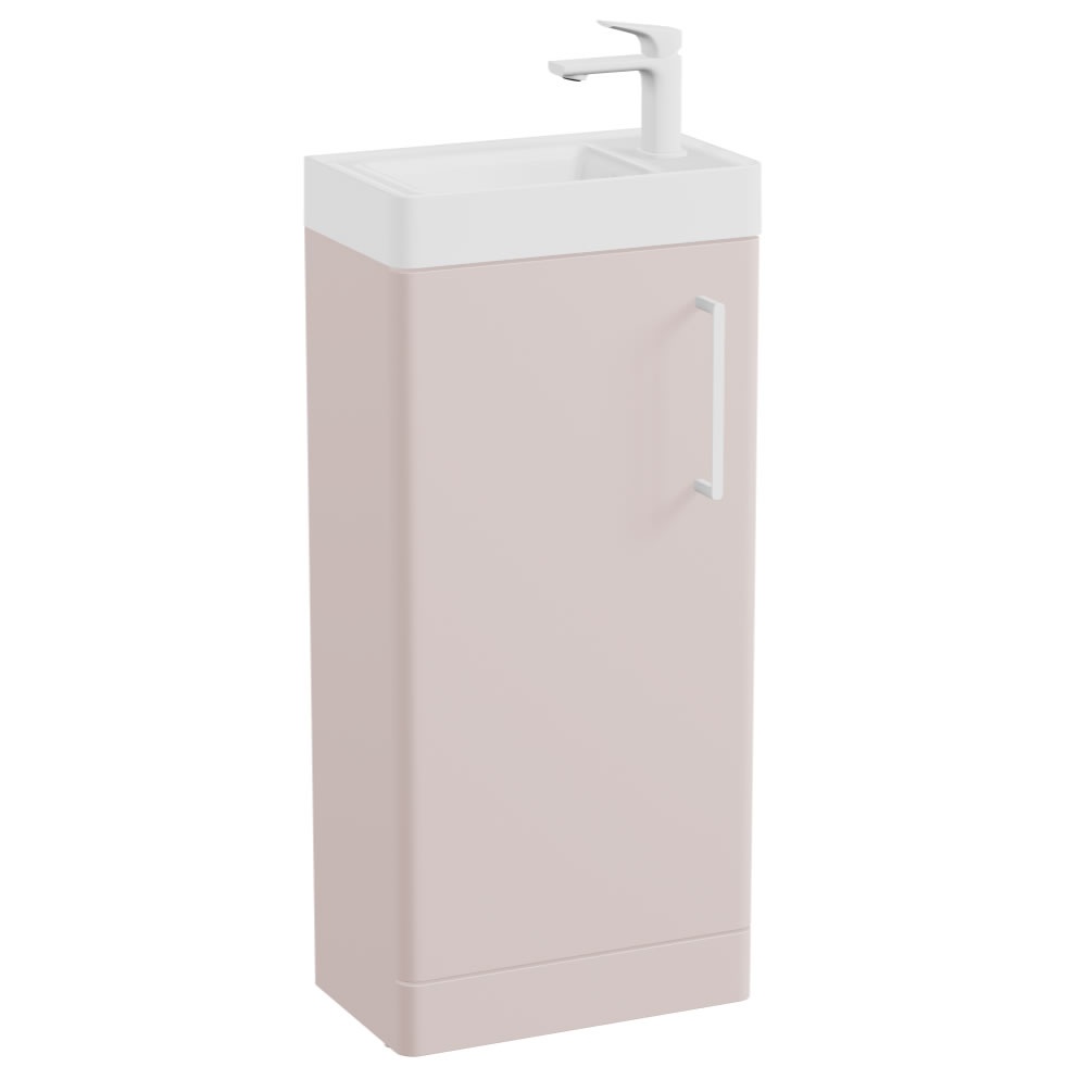 Vado Cameo Pink Clay 400mm Floorstanding Vanity Unit & Arctic White Basin - Right Hand
