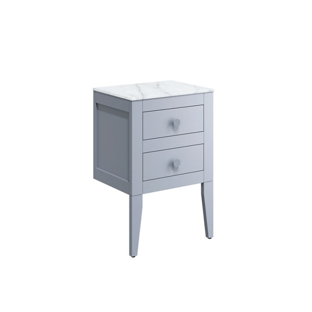 Cutout image of Crosswater Canvass Storm Grey Floor-Standing Vanity Unit with Marble Worktop 485mm
