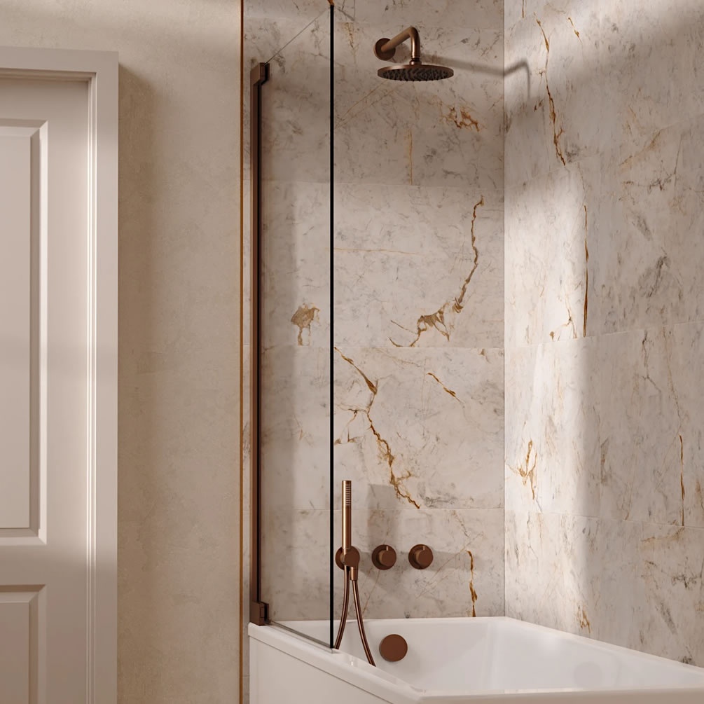 Lifestyle image of Crosswater Module Brushed Bronze Triple Outlet Shower Bath Set