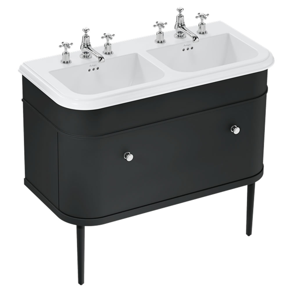 Burlington Chalfont 1000mm Ceramic Basin With Black Unit & Legs