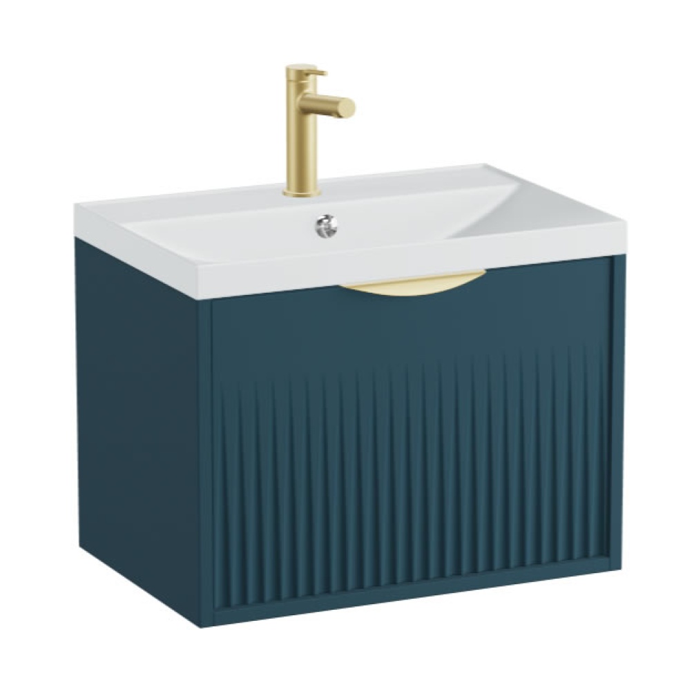 Vado Safari Fluted 500mm Atlantic Blue Wall Hung Vanity Unit & Mineral Basin