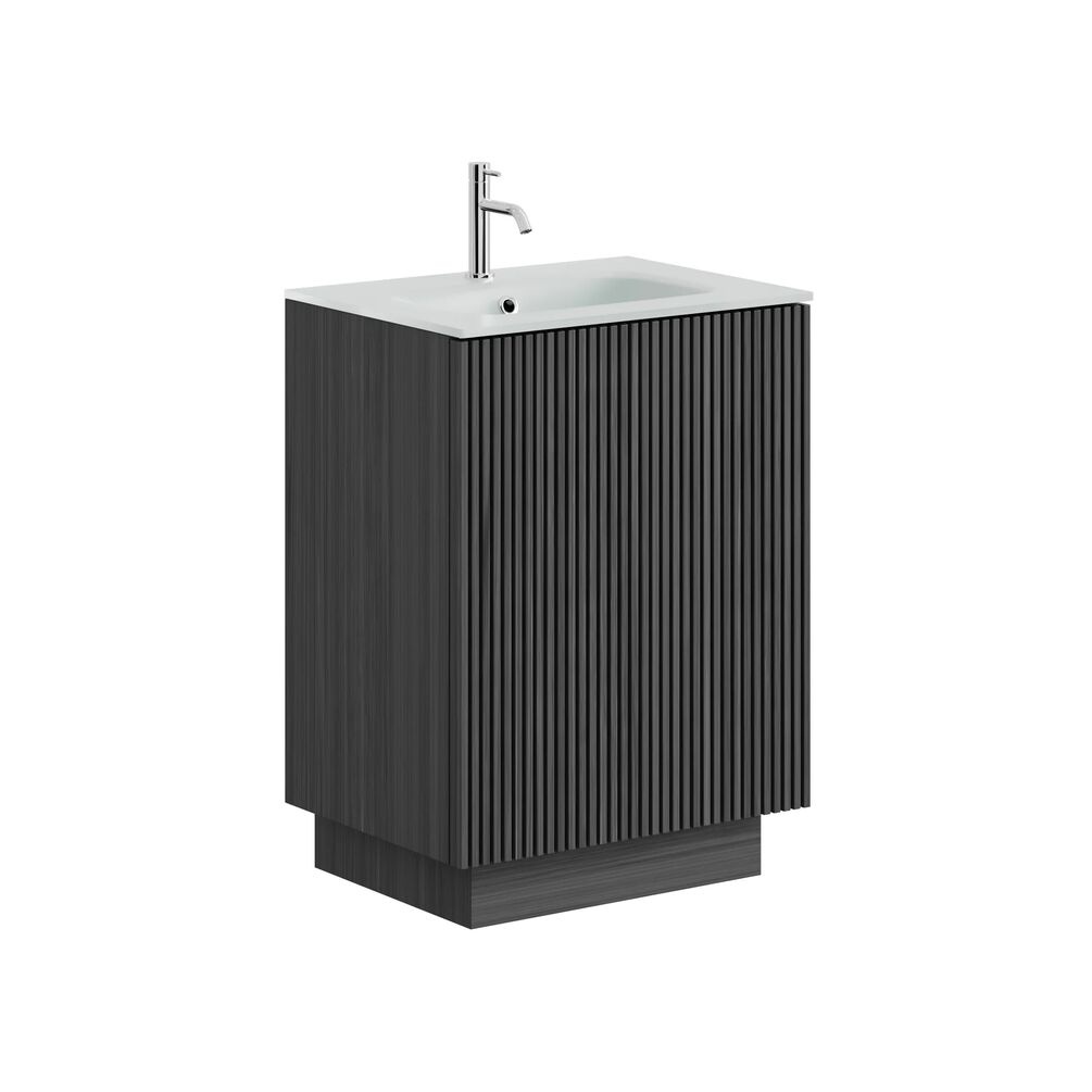 Crosswater Limit Steelwood 600mm Floorstanding Vanity Unit & Ice White Basin - 1 Tap Hole