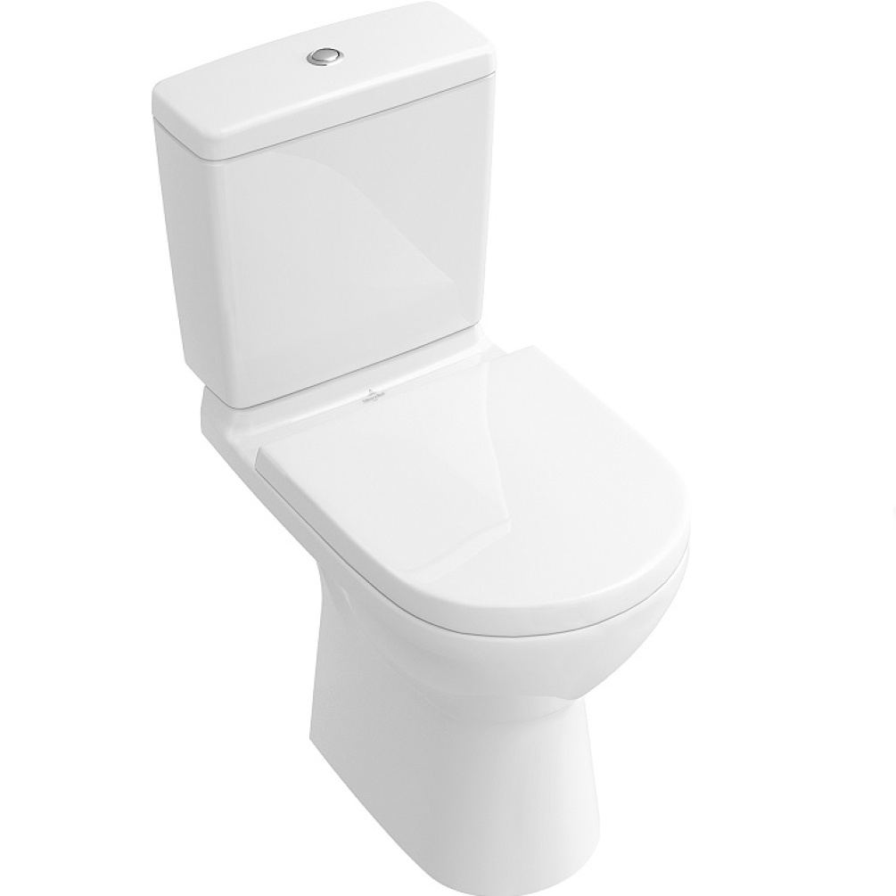 Product cutout image of Villeroy and Boch O.Novo open back floorstanding close coupled toilet complete with cistern and soft close toilet seat