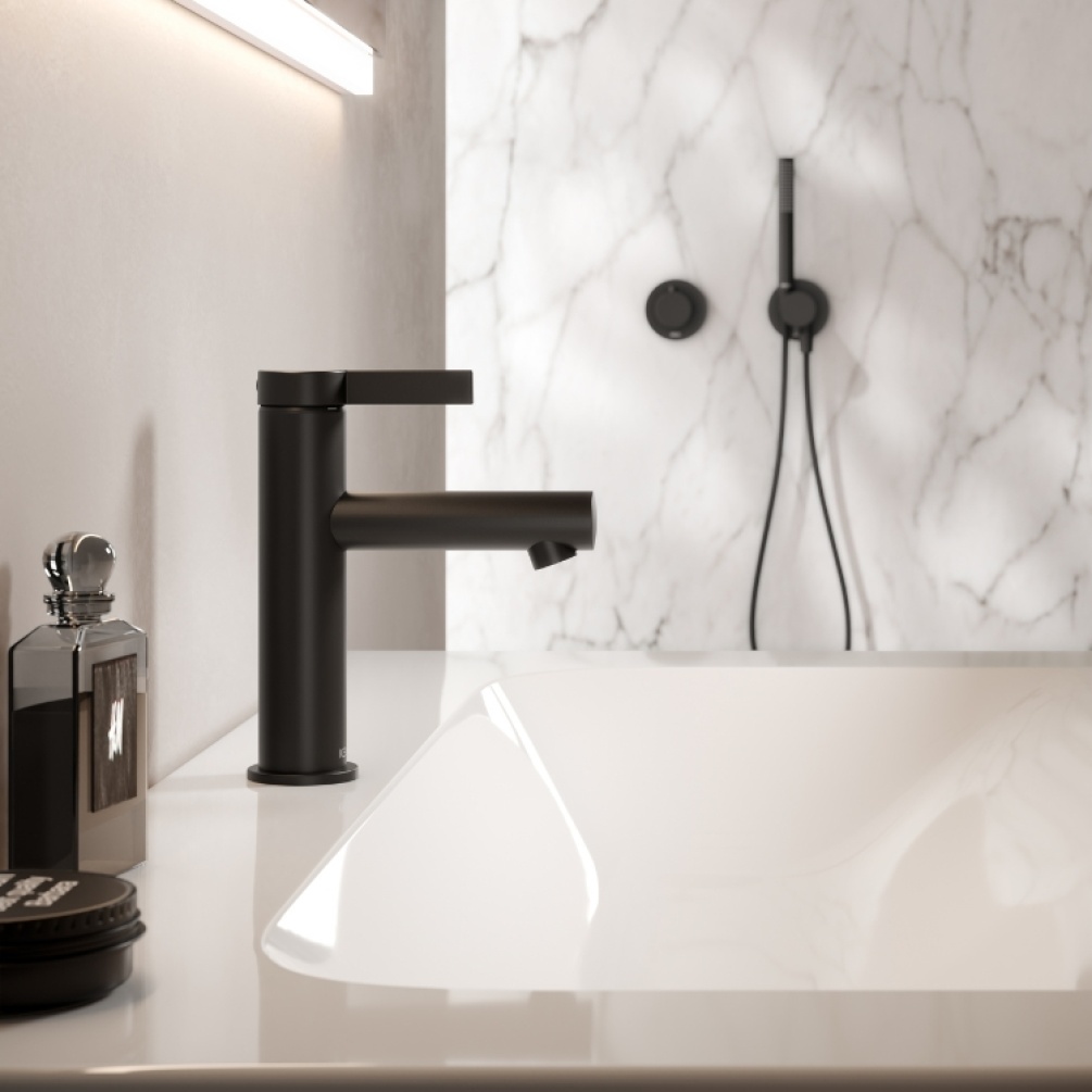 Close up product image of Keuco IXMO Pure Matt Black Single Lever Basin Mixer 100 59502 371000/59502 371100