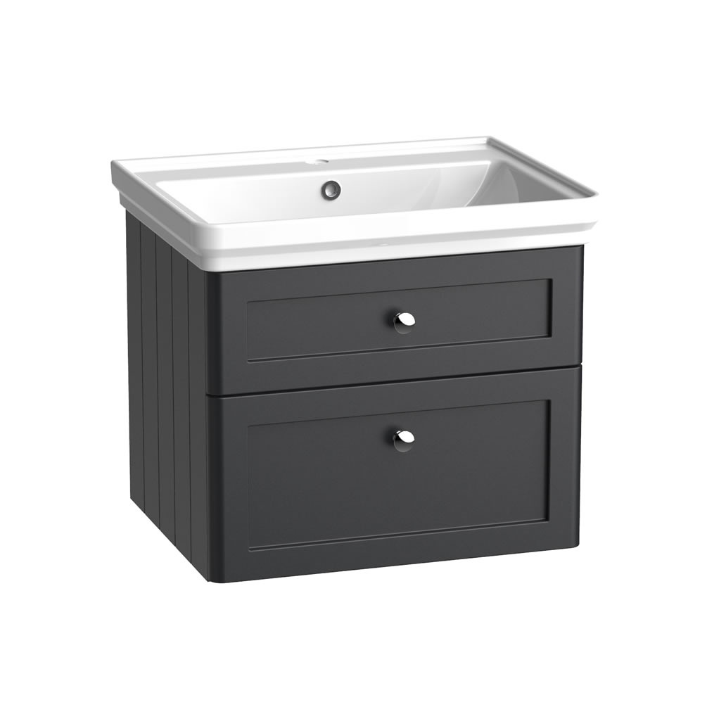 Tavistock Marston 600mm Matt Black Wall Mounted Vanity Unit & Basin