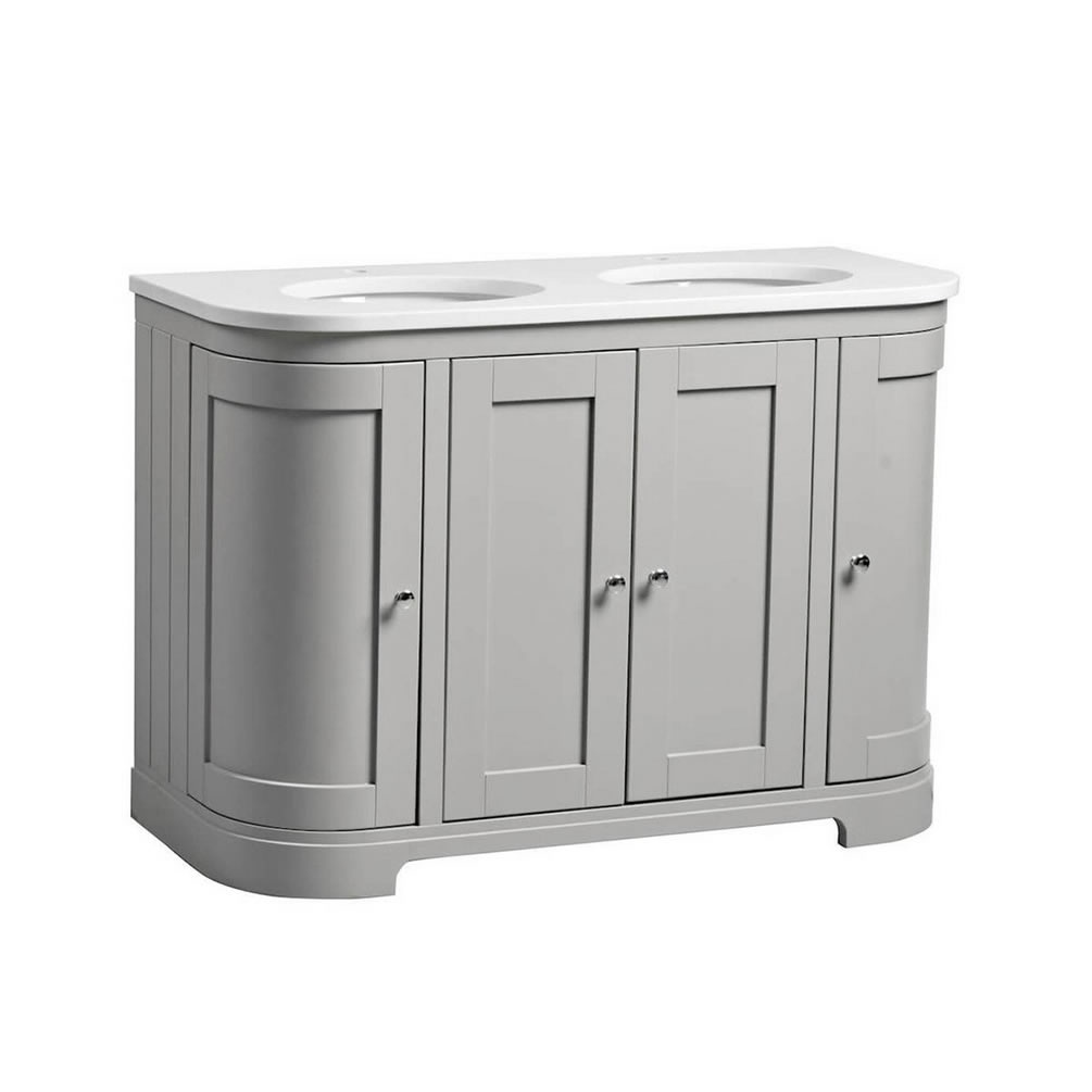 Tavistock Lansdown 1200mm Matt Pebble Grey Curved Undermount Double Basin Unit & Worktop