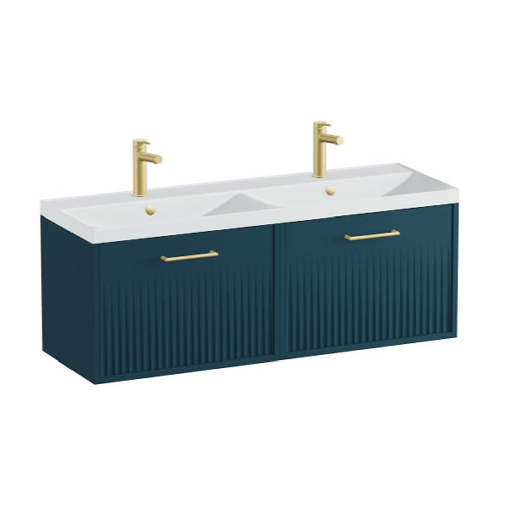 Vado Safari Fluted 1200mm Atlantic Blue Wall Hung Vanity Unit & Arctic Basin