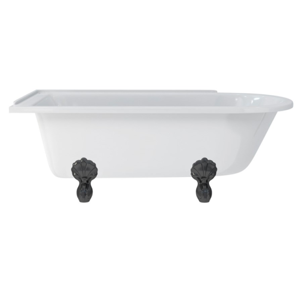 Burlington Hampton 1700mm Left Hand Freestanding Shower Bath With Black Claw