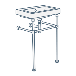 iconography image of a cloakroom sized, compact or small washstand or console basin/bathroom sink