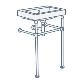iconography image of a cloakroom sized, compact or small washstand or console basin/bathroom sink