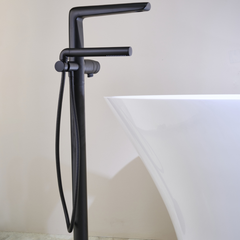 Photo of the Riobel Parabola Freestanding Bath Shower Mixer in Black