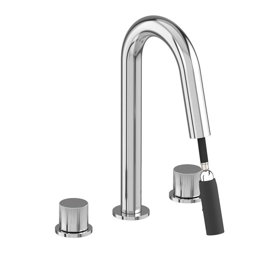 Vado Safari Leverless Chrome 3 Tap Hole Basin Mixer With Pull Out Spout - Image 2