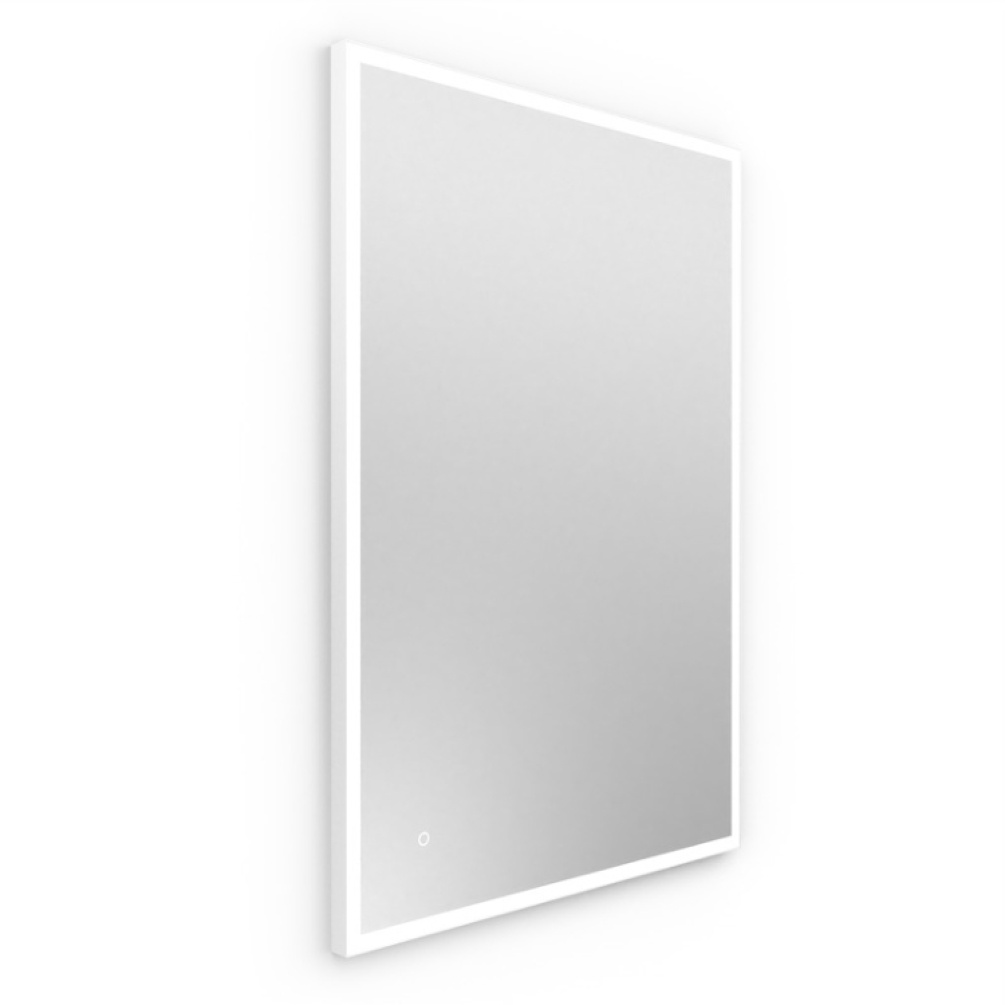 Product Cut out image of Origins Living Tate Light White 1000mm Rectangular Mirror on an angle