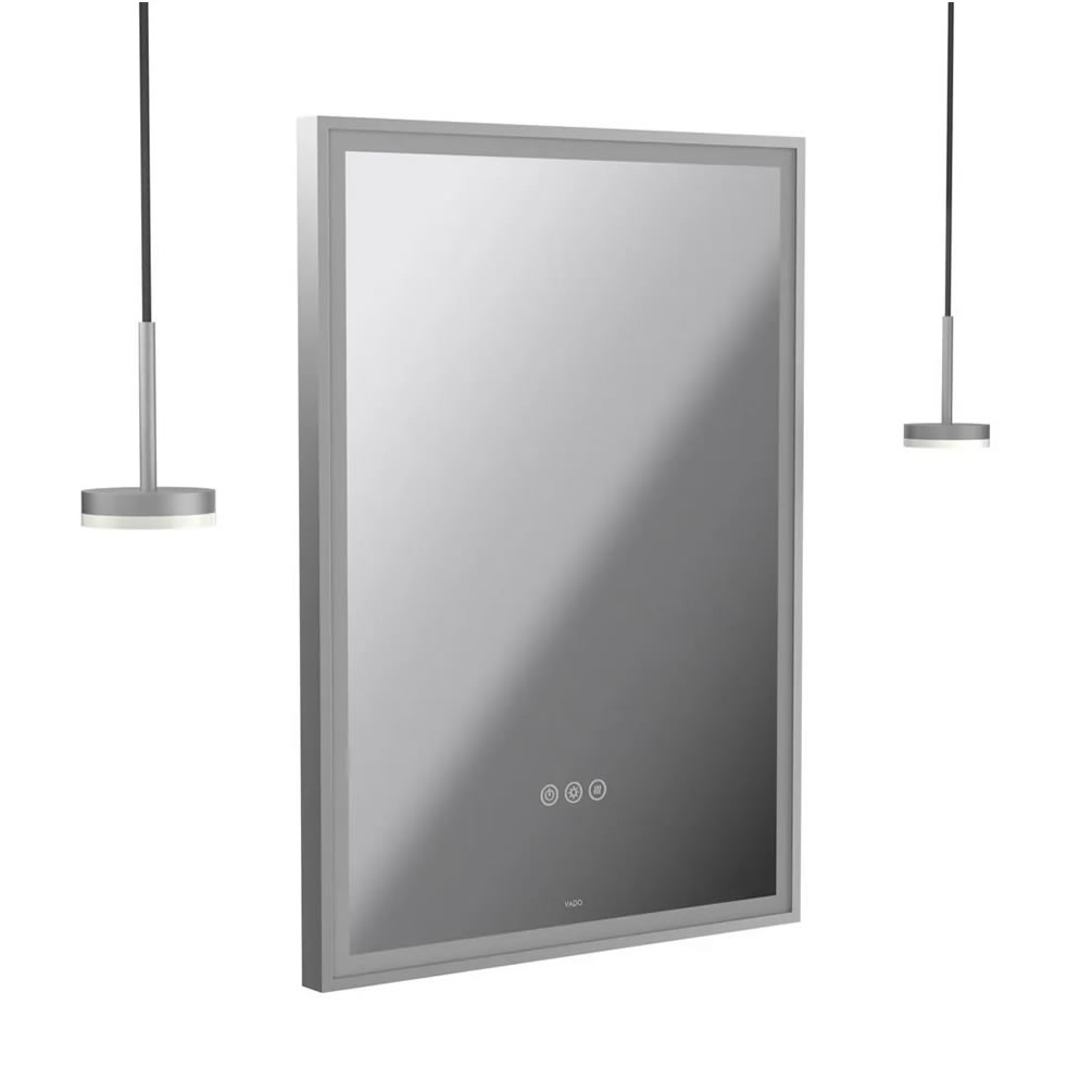 Vado Safari Satin Chrome 500mm Illuminated Mirror With 2 Pendant Disc Lights