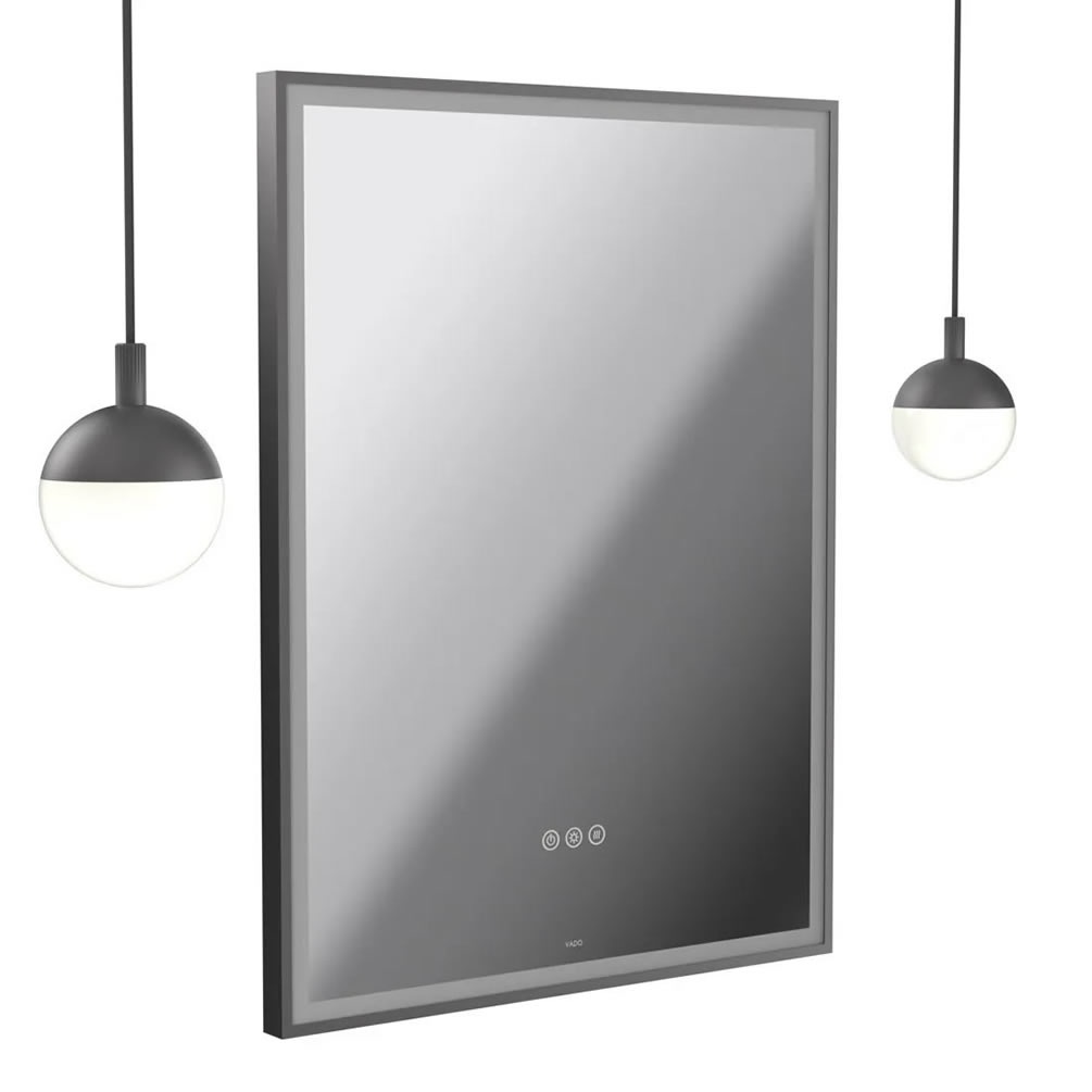 Vado Safari Pewter 600mm Illuminated Mirror With 2 Pendant Globe Lights