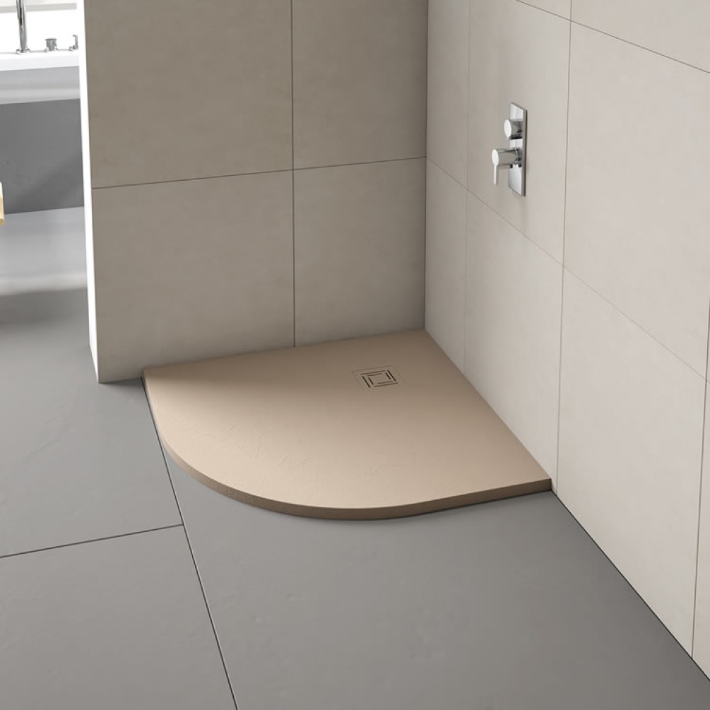 Merlyn Truestone Sandstone 900 x 900mm Quadrant Shower Tray & Waste