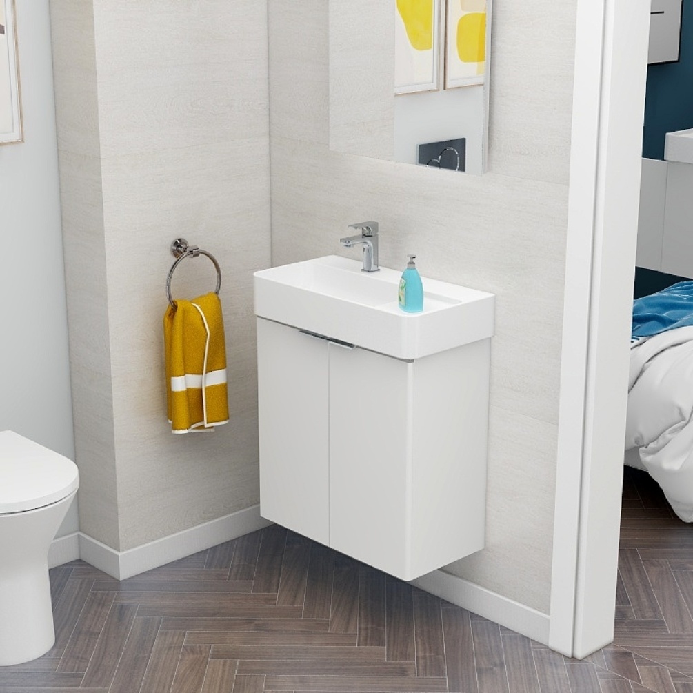 Imex Blade 600mm Matt White Double Door Wall Mounted Vanity Unit