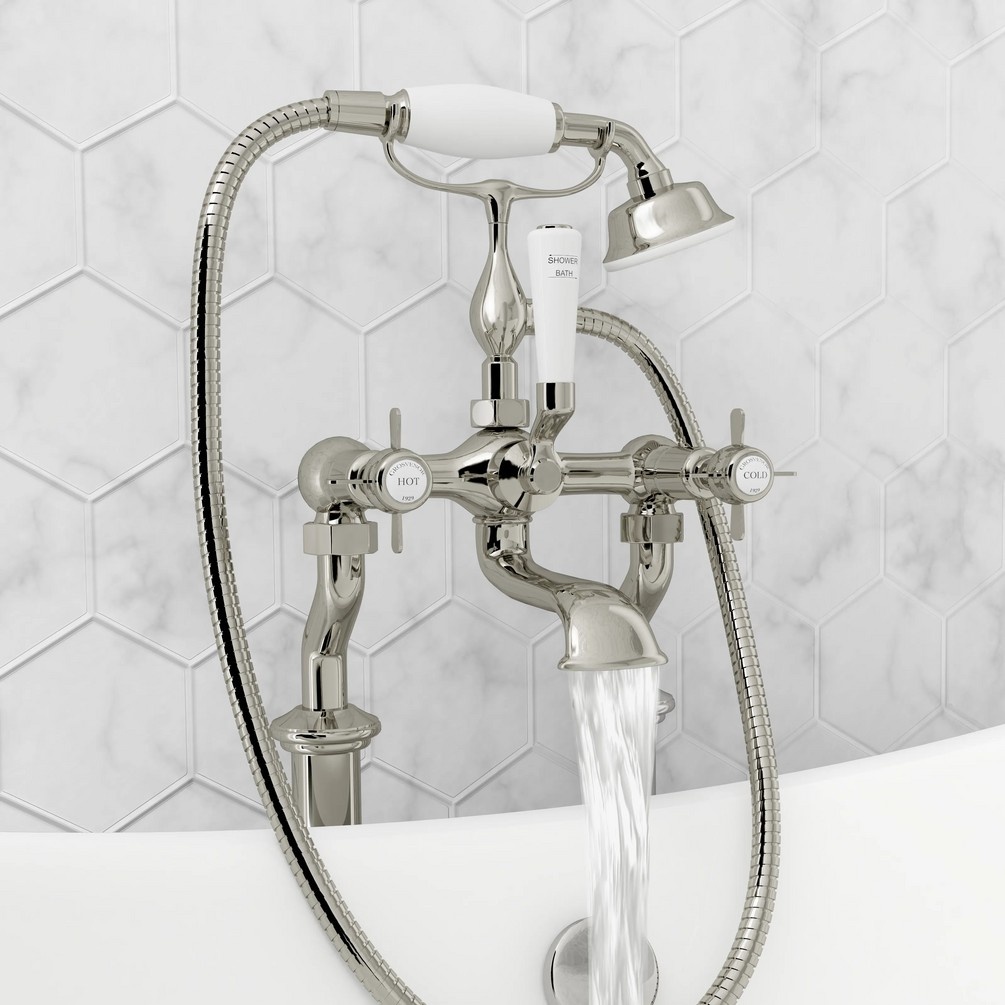 JTP Grosvenor Pinch Nickel Wall Mounted Bath Shower Mixer Lifestyle
