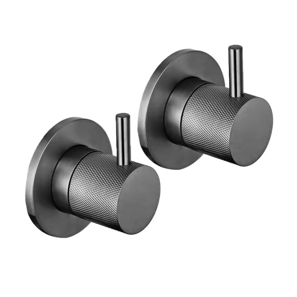 JTP Vos Brushed Black Wall Valves With Knurled Handles
