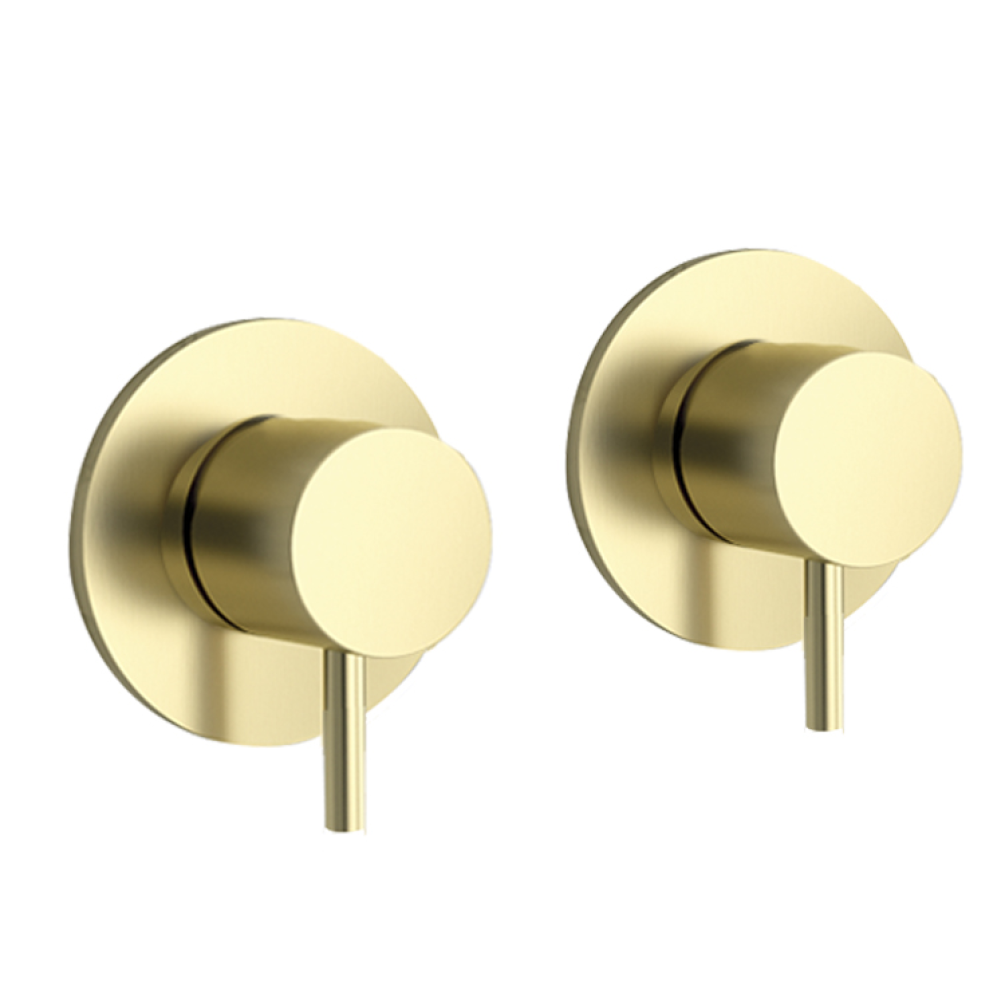 Product Cut out image of the JTP Vos Brushed Brass Wall Valves