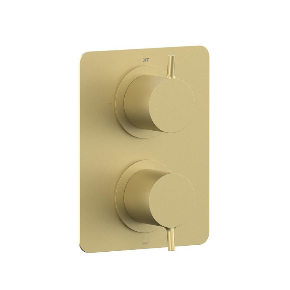 Vado Safari Lever Satin Brass Thermostatic Shower Valve - 1 Outlet 2 Handle