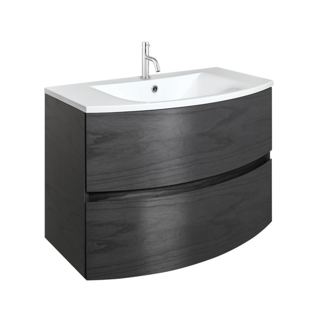 Cutout image of Crosswater Svelte  800 Grey Ash Wall-Hung Vanity Unit & Cast Mineral Basin