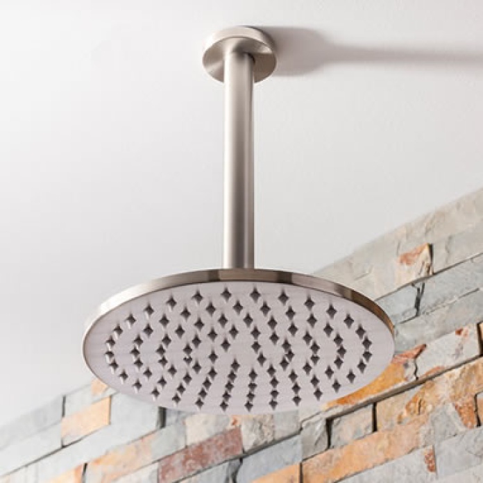 Product Lifestyle image of the Crosswater MPRO Brushed Stainless Steel 200mm Round Shower Head