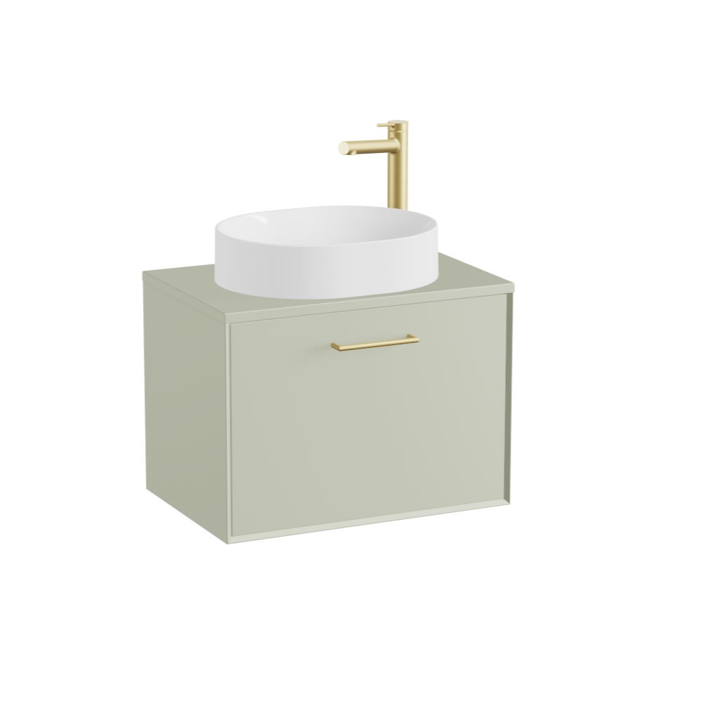 Vado Safari Smooth 600mm Sage Green Wall Hung Vanity Unit & Worktop