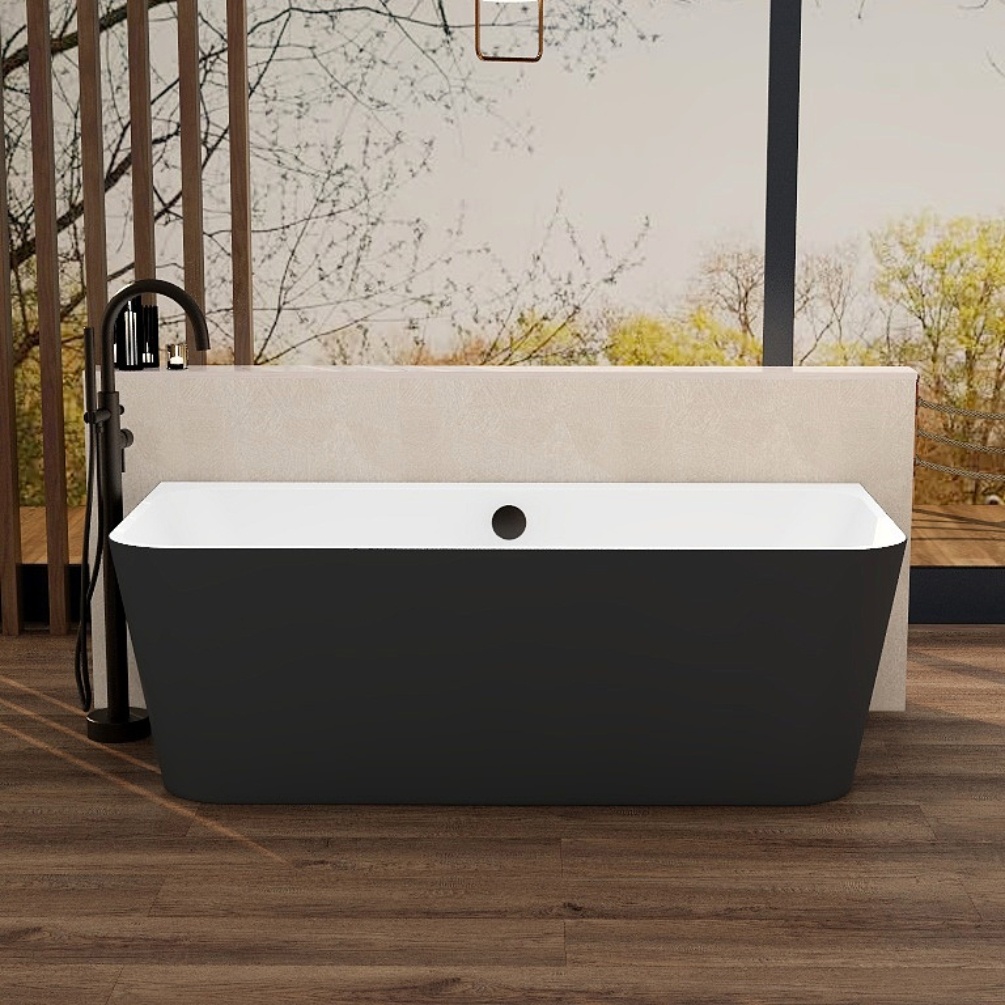 Imex Ravine Black 1700mm Back To Wall Freestanding Bath Lifestyle 1