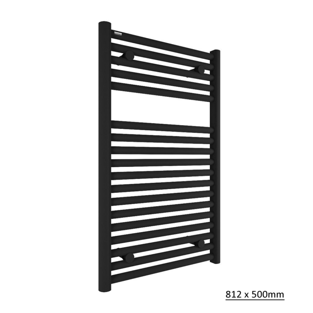 Photo of Tissino Hugo2 Matt Black Heated Towel Rail 812 x 500mm Cutout