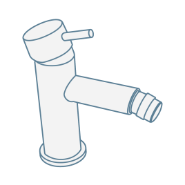 Iconography image of single deck-mounted mono bidet mixer tap with lever handle