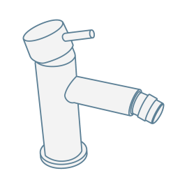 Iconography image of single deck-mounted mono bidet mixer tap with lever handle