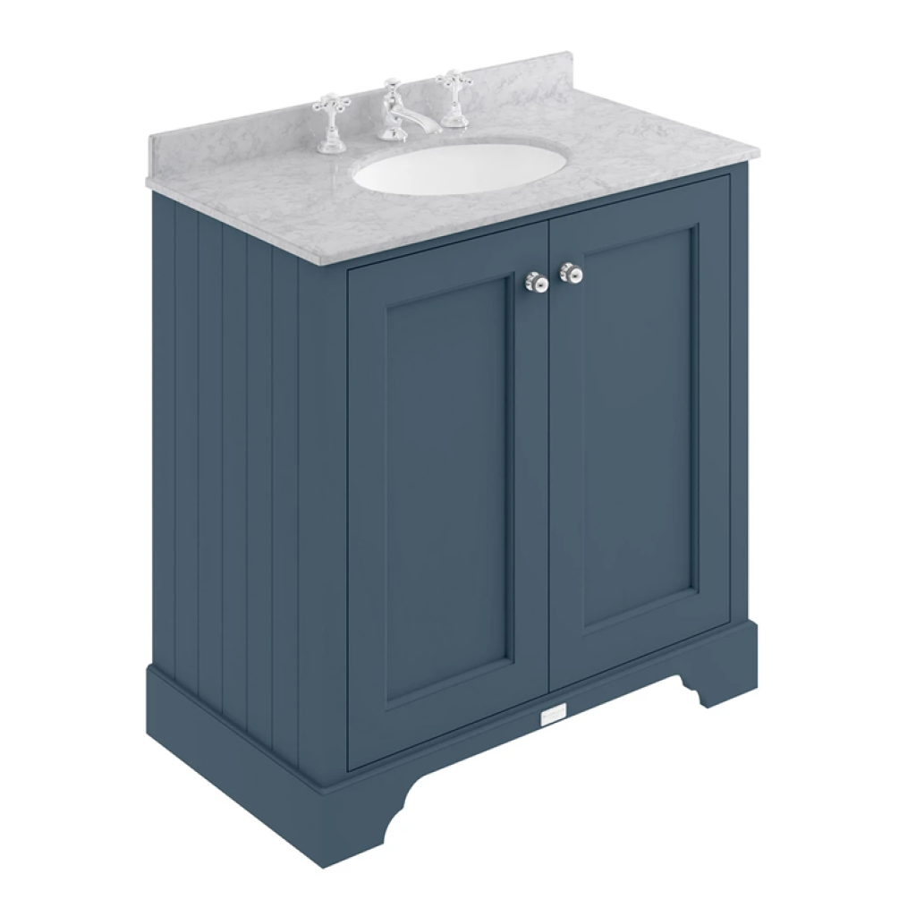 Photo of Bayswater Stiffkey Blue 800mm 2 Door Vanity Unit & Grey Worktop