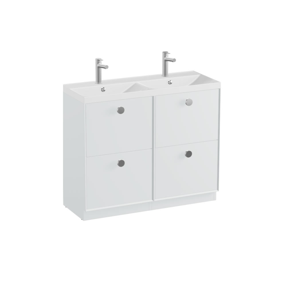 Vado Safari Smooth 1000mm Arctic White Floor Mounted Vanity Unit & Gloss Basin
