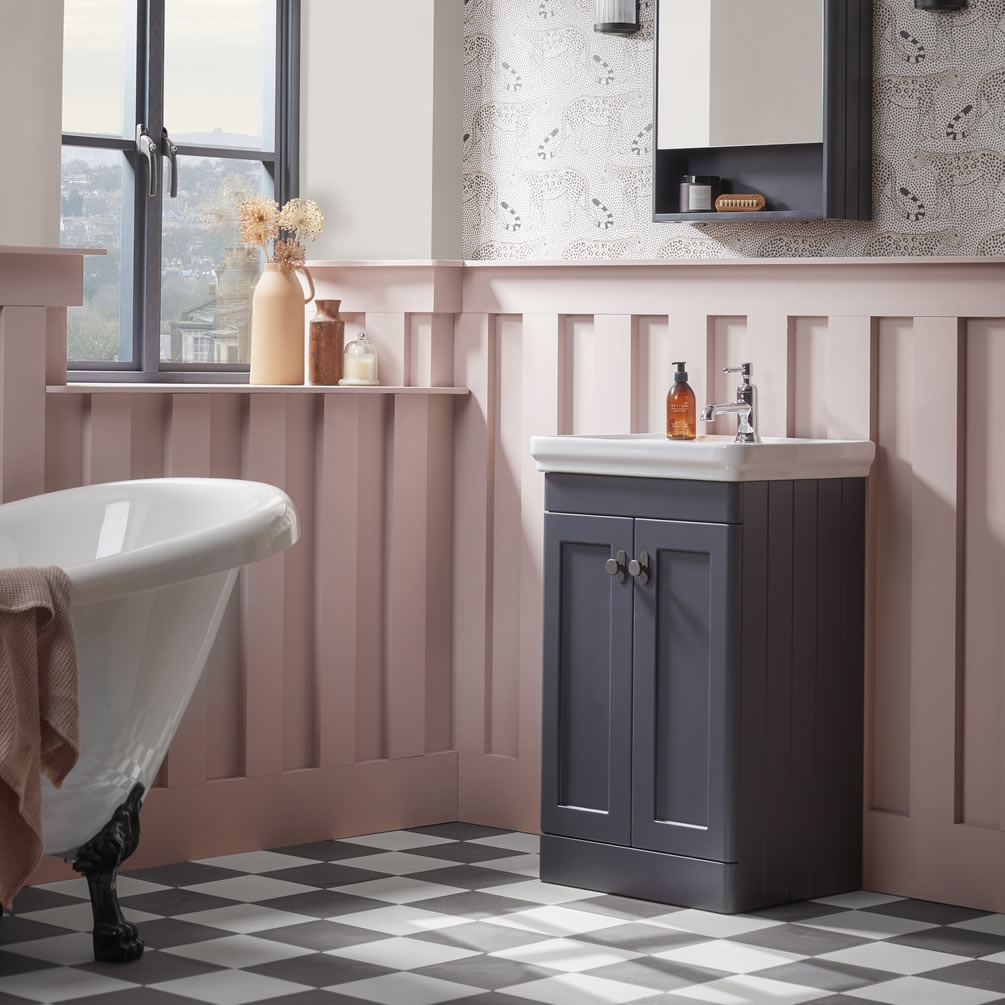 Tavistock Marston 500mm Matt Dark Grey Freestanding Vanity Unit & Basin - Lifestyle Image 1