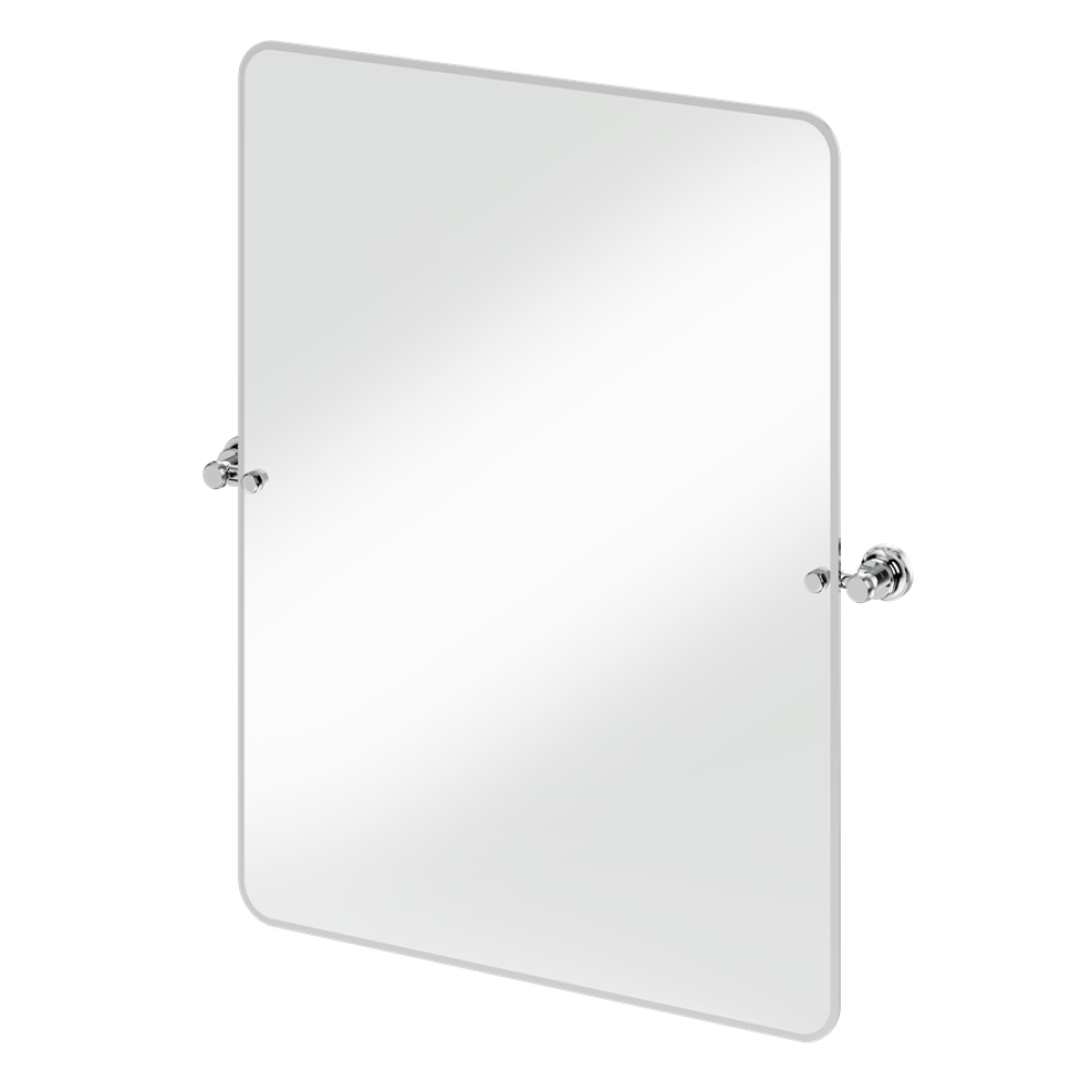 Burlington Chrome 650 x 850mm Rectangular Mirror With Chrome 1850 Fixings