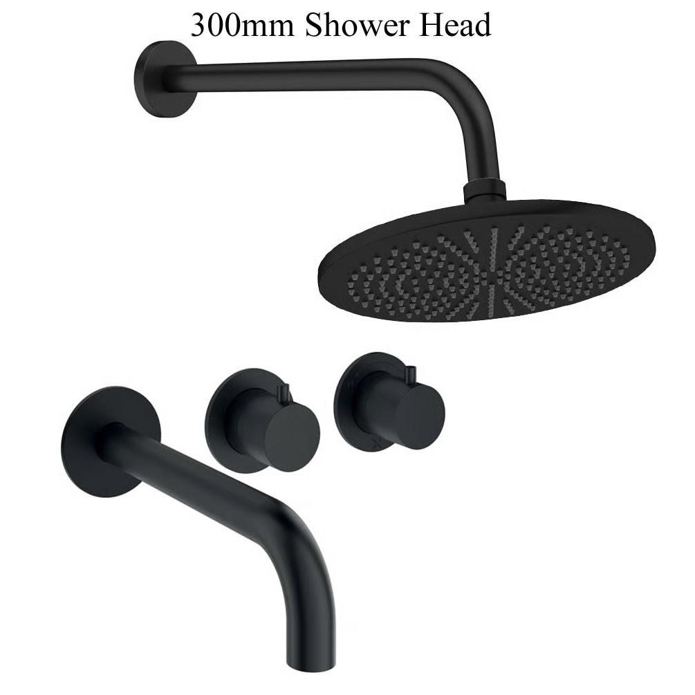 Cutout image of Crosswater Module Matt Black Dual Outlet Rainfall Shower Bath Set