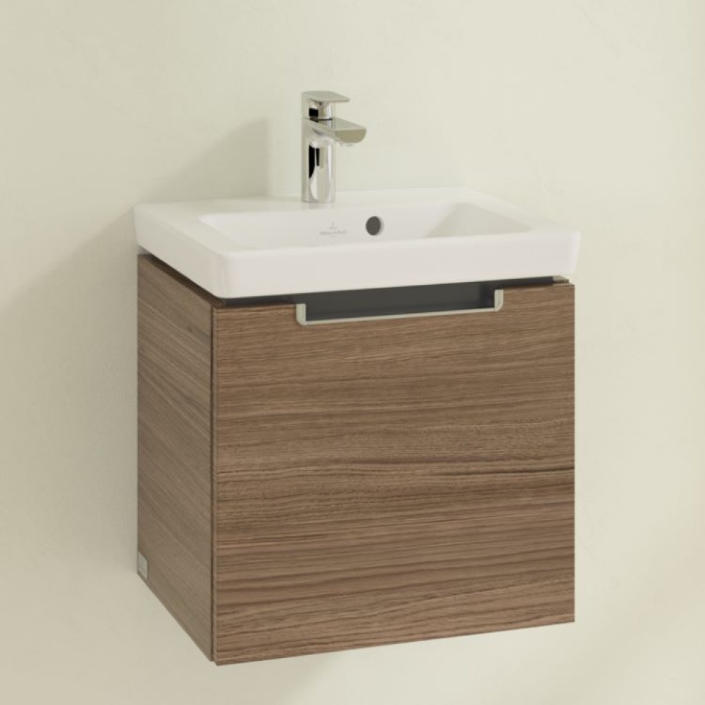 Lifestyle photo of of Arizona Oak Villeroy and Boch Subway 2.0 440mm Wall Hung Vanity Unit