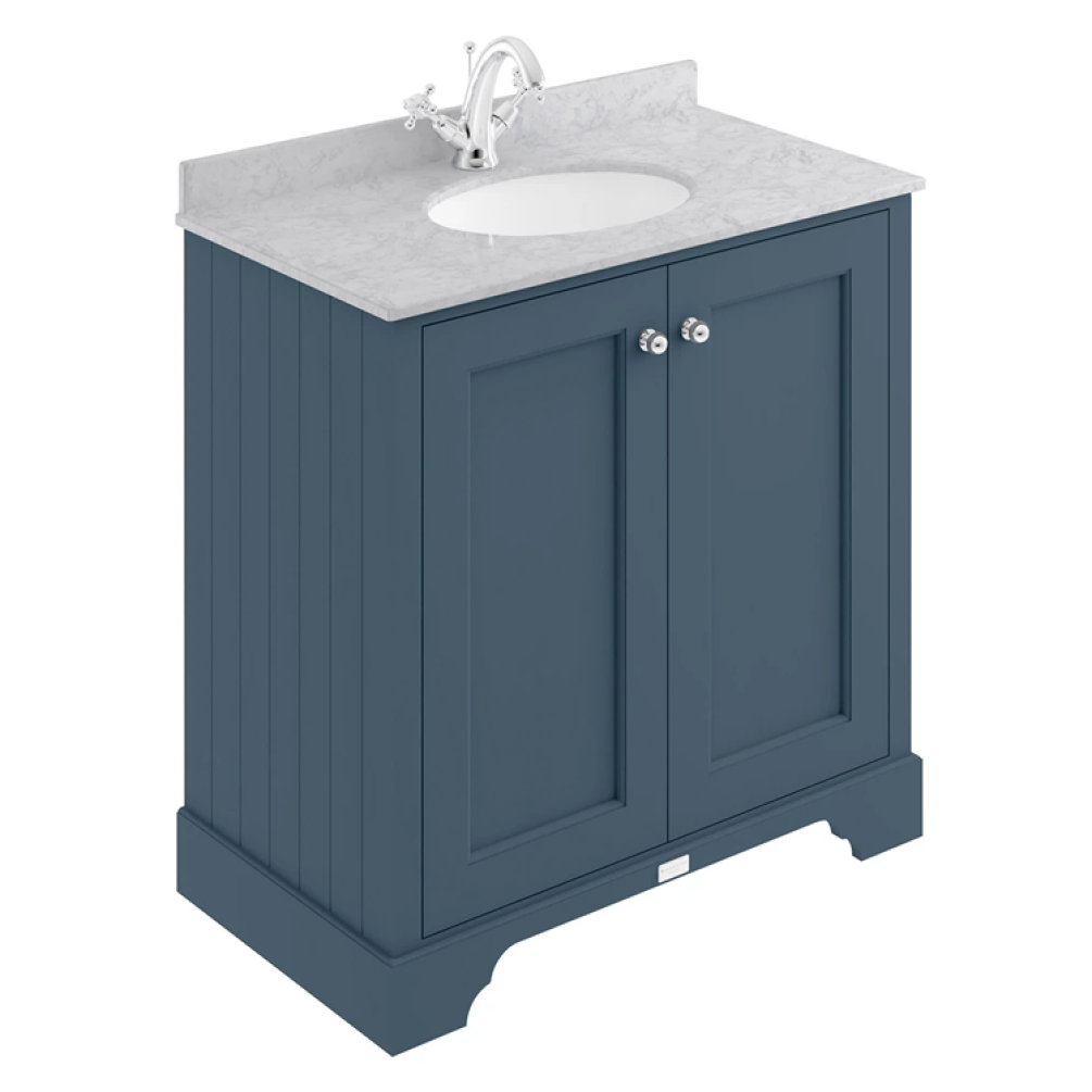 Photo of Bayswater Stiffkey Blue 800mm 2 Door Vanity Unit & Grey Worktop
