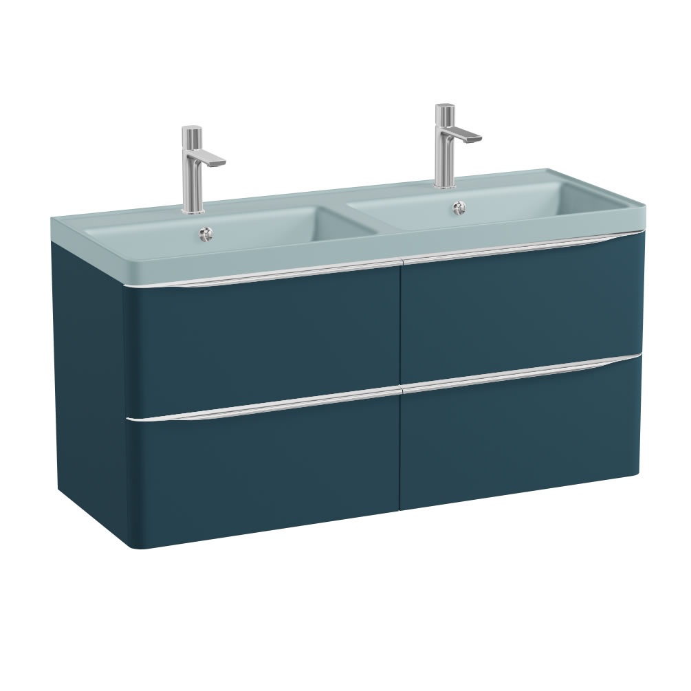 Vado Cameo 1200mm Atlantic Blue Wall Mounted Vanity Unit & Cove Blue Basin