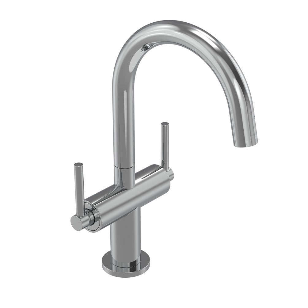 Tavistock Cohort Lever Chrome Twin Handle Basin Mixer & Click Waste
