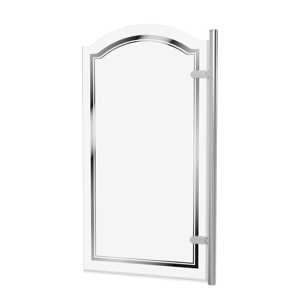 Cutout image of Burlington Classique Silver Curved Hinged Bath Screen right hand