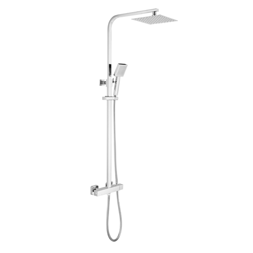Image of The White Space Yes Square Shower Valve, Head and Kit in Chrome