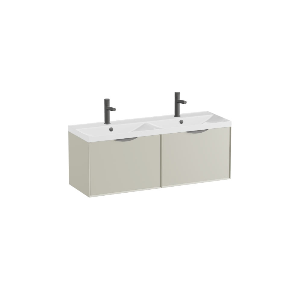Vado Safari Smooth 1200mm Cashmere Wall Hung Vanity Unit & Gloss White Basin