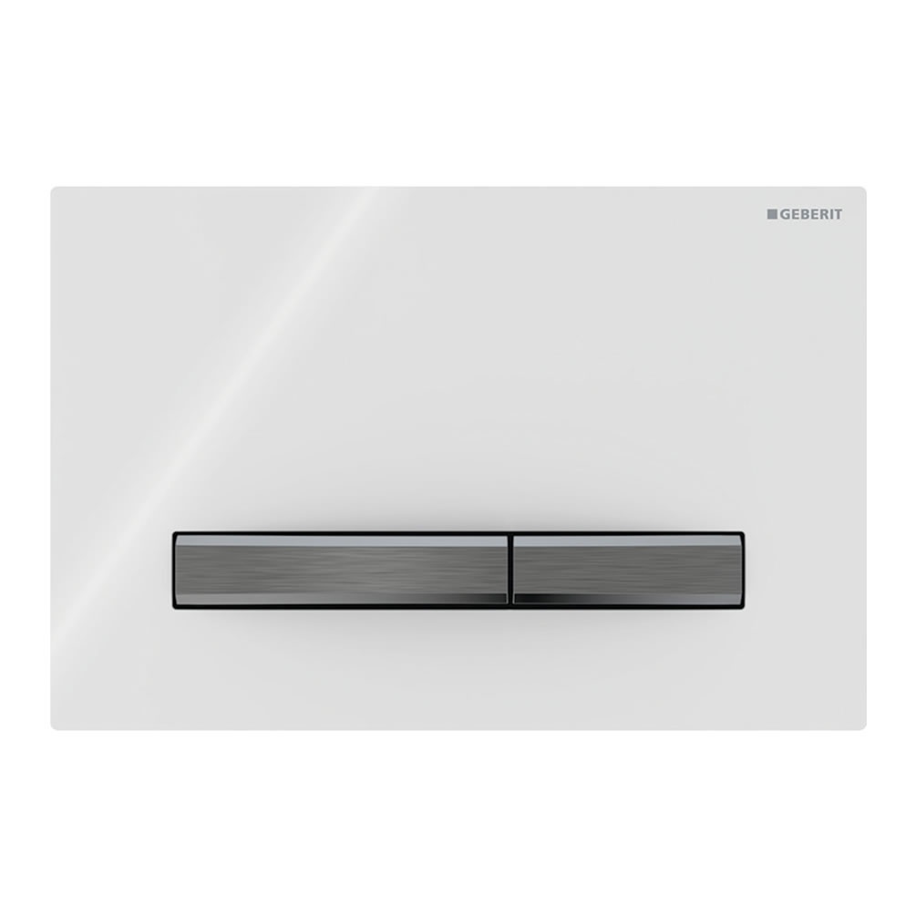 Cutout image of Geberit Sigma50 Square White / Black Chrome Dual Flush Plate