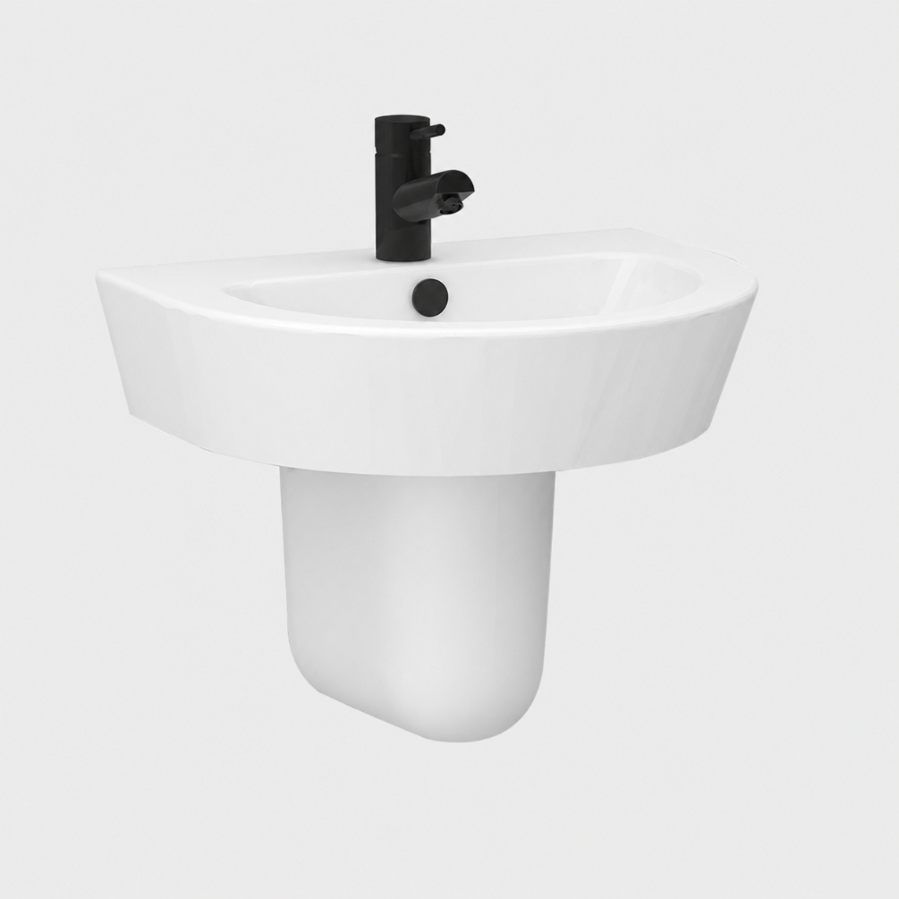 Imex Arco Matt Black Semi Pedestal Basin Cut Out