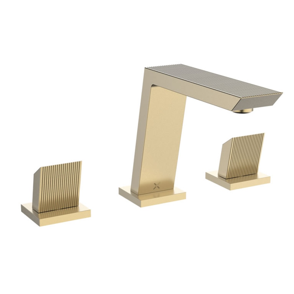 Crosswater Limit Brushed Brass Deck Mounted Basin 3 Hole Set