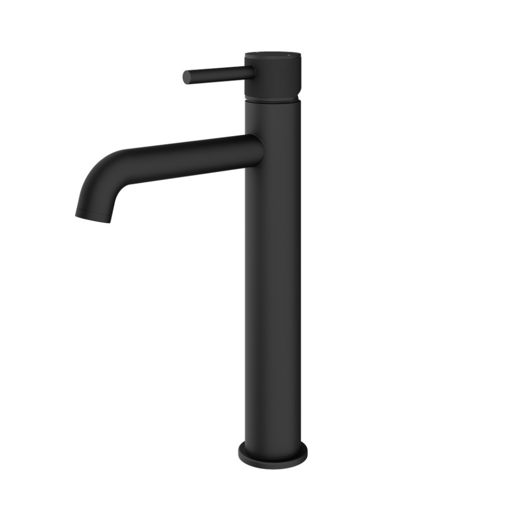 Product Cut out image of the Abacus Iso Pro Matt Black Tall Mono Basin Mixer