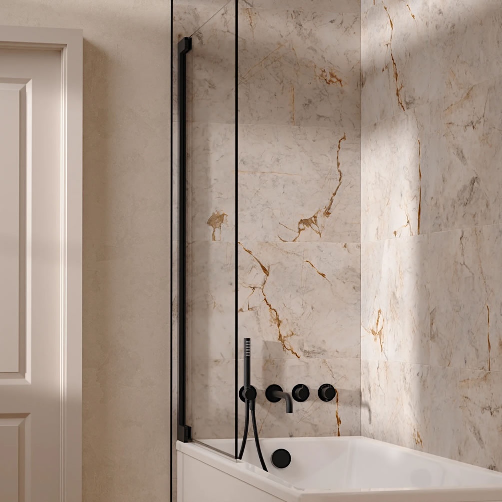 Lifestyle image of Crosswater Module Matt Black Dual Outlet Bath Spout Set