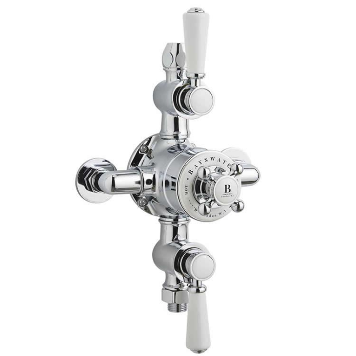 Photo of Bayswater White & Chrome Two Outlet Exposed Shower Valve